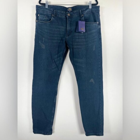 NWT CAVALLI CLASS SLIM STRAIGHT Distressed Jeans OXJ211 DS028 Size 36X30‎ - Picture 2 of 13